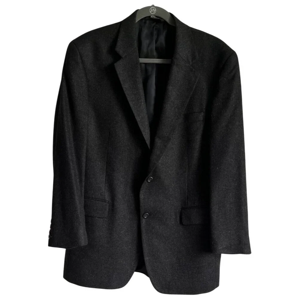 Jos. A. Bank Men's 100% Cashmere Blazer 42R Charcoal Grey 2 Button Vintage - Picture 1 of 7